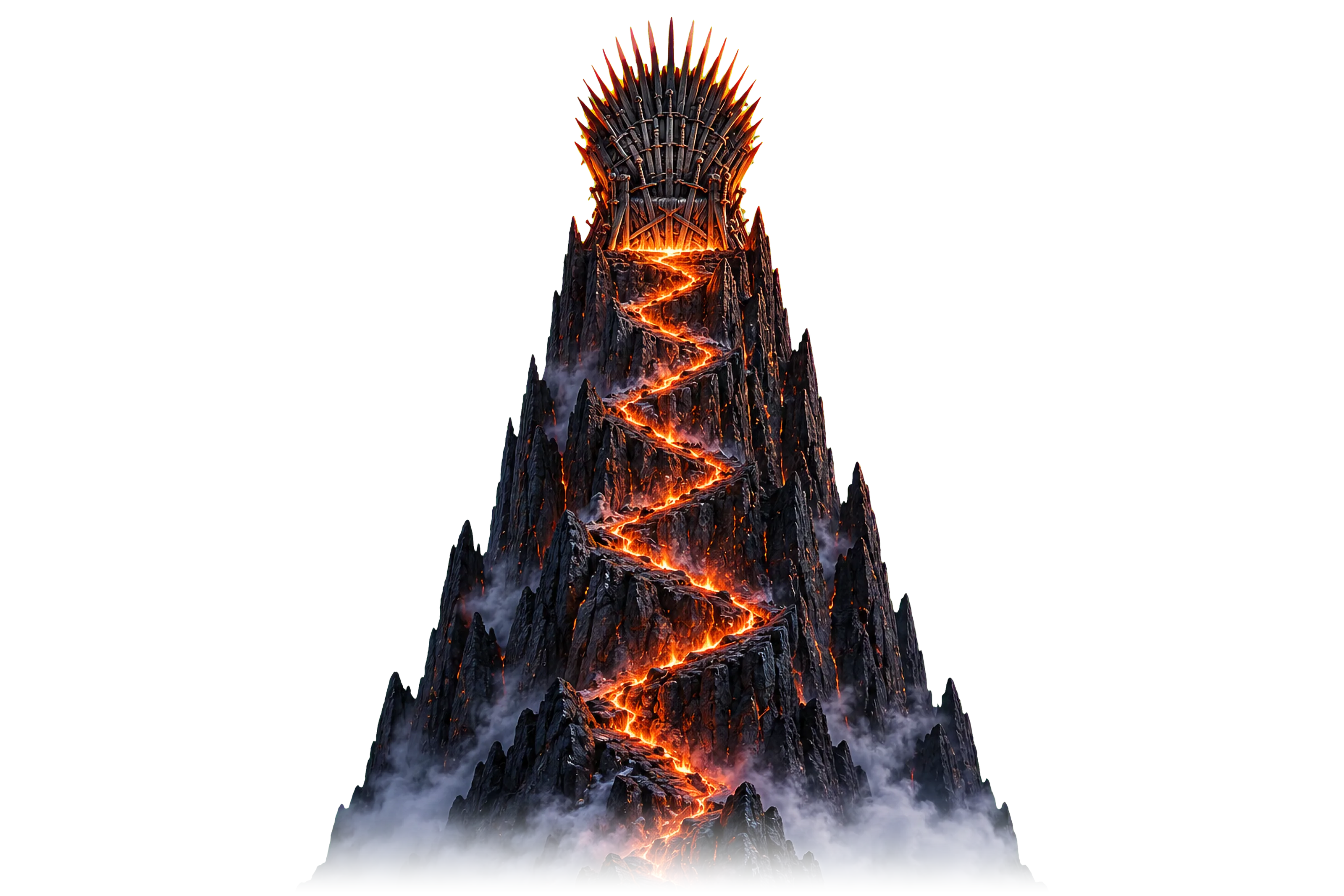 The Iron Throne on a distant mountain peak